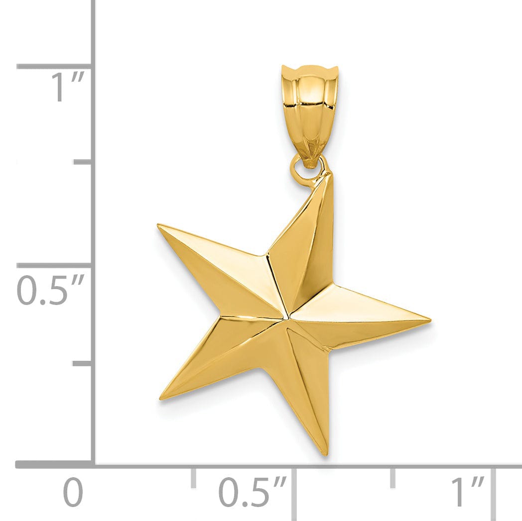 Lovely Rita's Pendants & Charms 14k Yellow Gold Solid Polished Finish Concave Shape Star Charm Pendant
