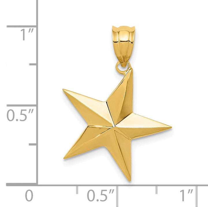 Lovely Rita's Pendants & Charms 14k Yellow Gold Solid Polished Finish Concave Shape Star Charm Pendant