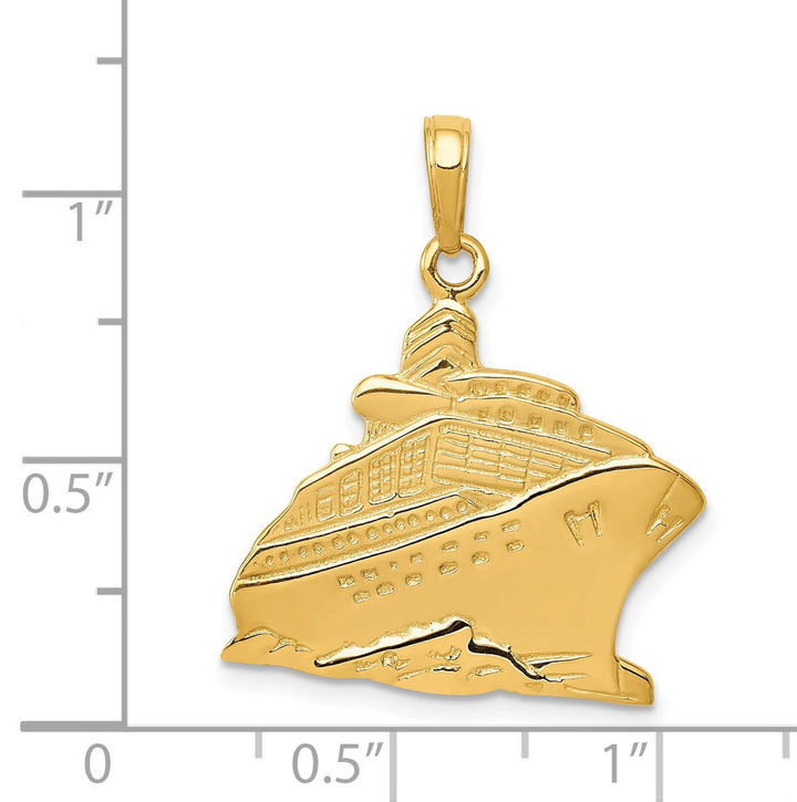Lovely Rita's Pendants & Charms 14k Yellow Gold Solid Polished Finish Cruise Ship Charm Pendant