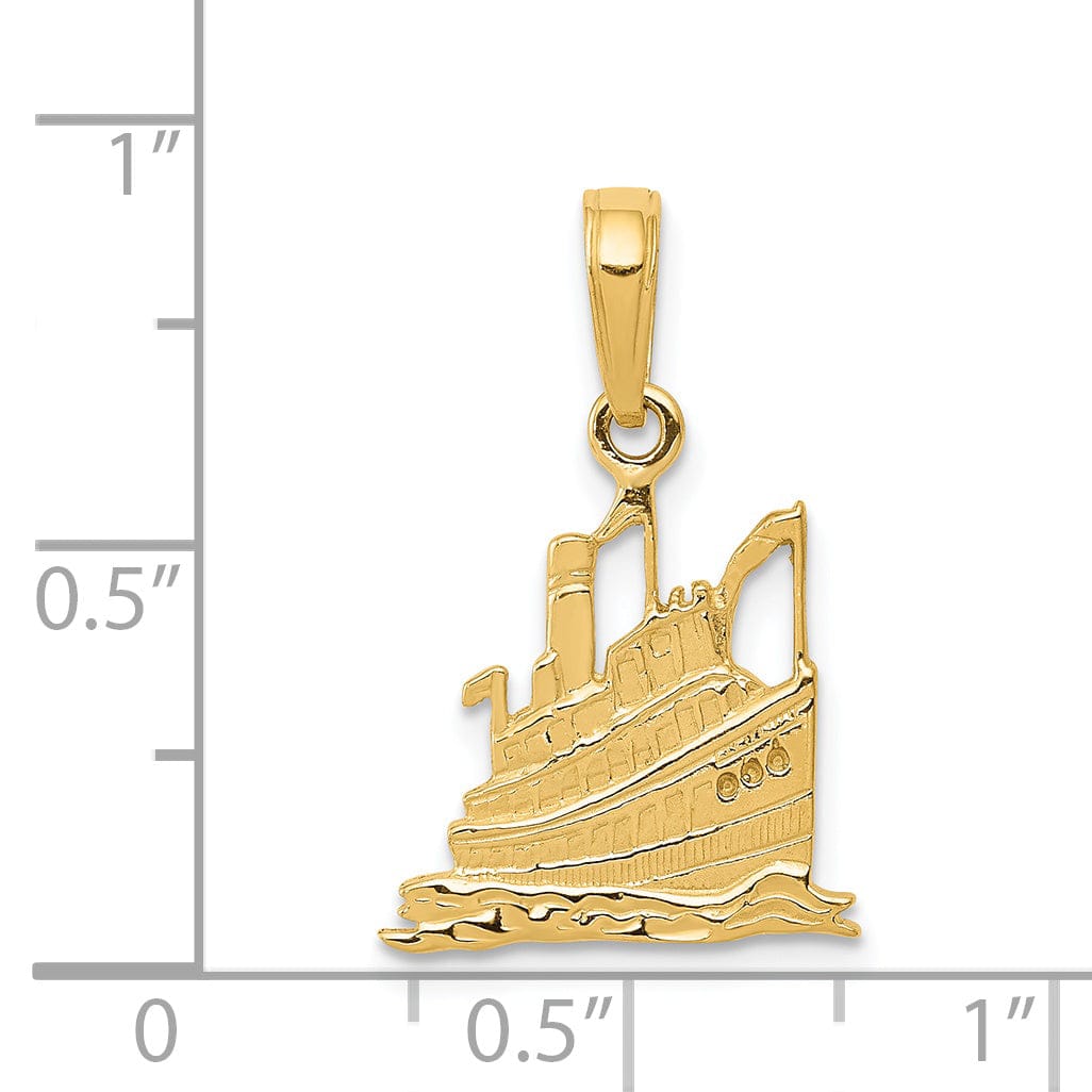 Lovely Rita's Pendants & Charms 14k Yellow Gold Solid Polished Finish Cruise Ship Charm Pendant