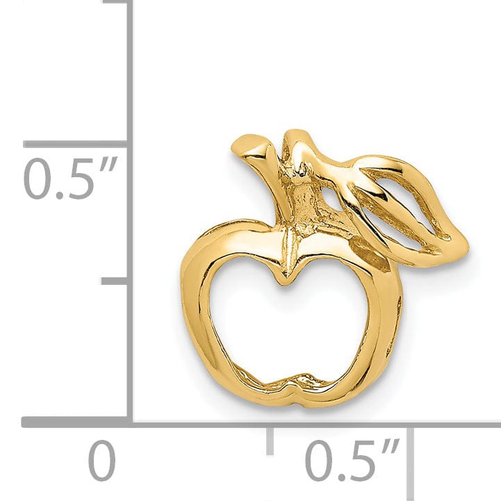 Lovely Rita's Pendants & Charms 14K Yellow Gold Solid Polished Finish Cut Out Design Apple Chain Slide Pendant