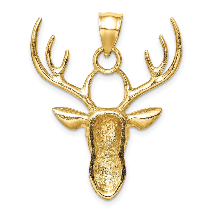 Lovely Rita's Pendants & Charms 14K Yellow Gold Solid Polished Finish Deer Head With Antilles Design Charm Pendant