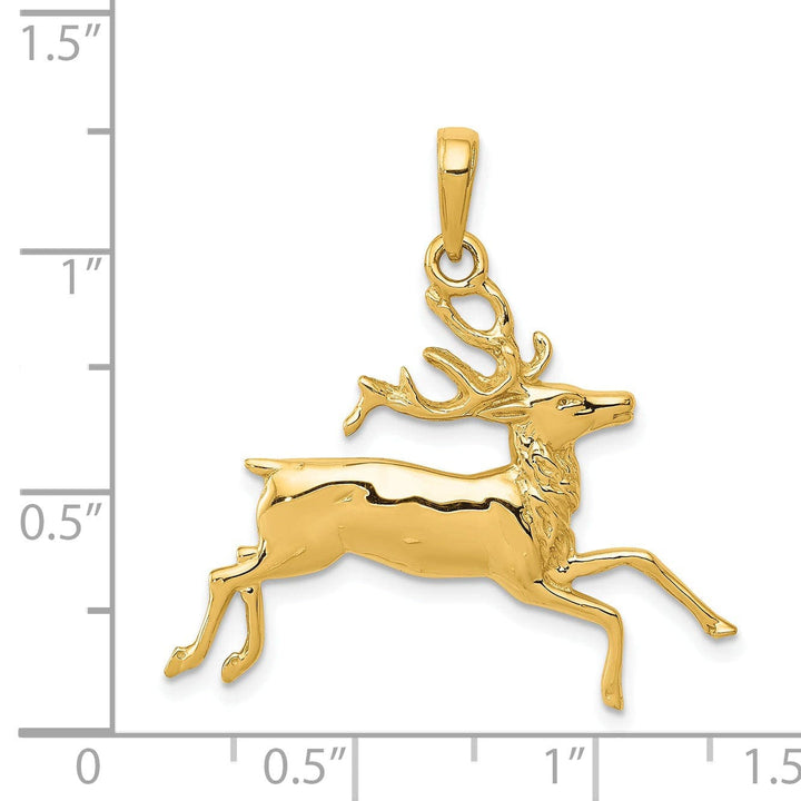 Lovely Rita's Pendants & Charms 14k Yellow Gold Solid Polished Finish Deer Running Charm Pendant