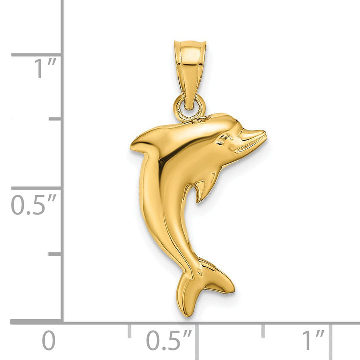 Lovely Rita's Pendants & Charms 14k Yellow Gold Solid Polished Finish Dolphin Charm Pendant