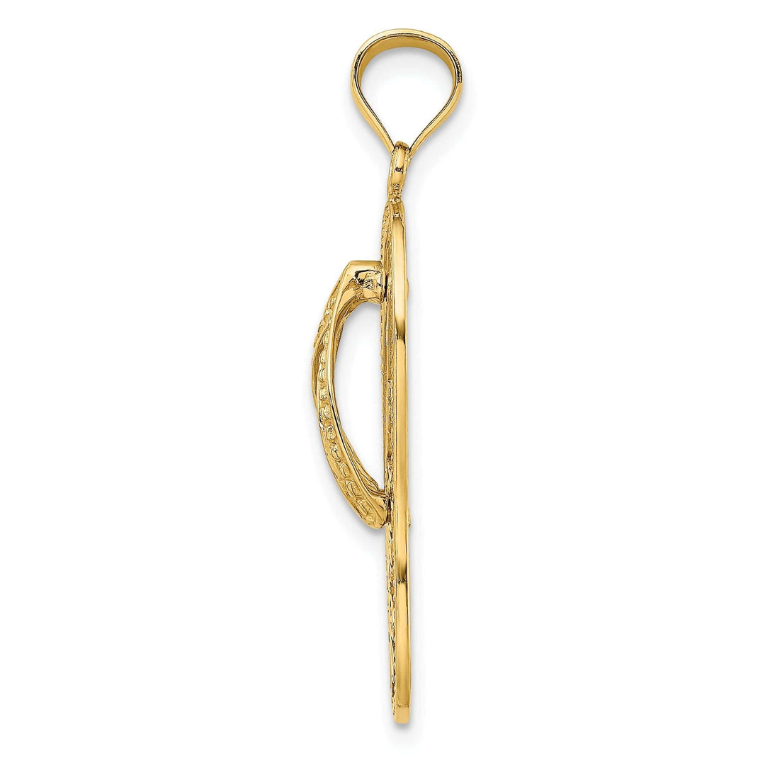 Lovely Rita's Pendants & Charms 14K Yellow Gold Solid Polished Finish Dolphin in Flip Flop Sandle Design Charm Pendant