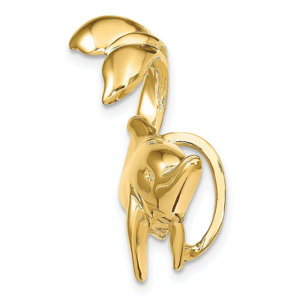 Lovely Rita's Pendants & Charms 14k Yellow Gold Solid Polished Finish Dolphin with Tail Up Slide Design Pendant. Fits up to 8mm Omega