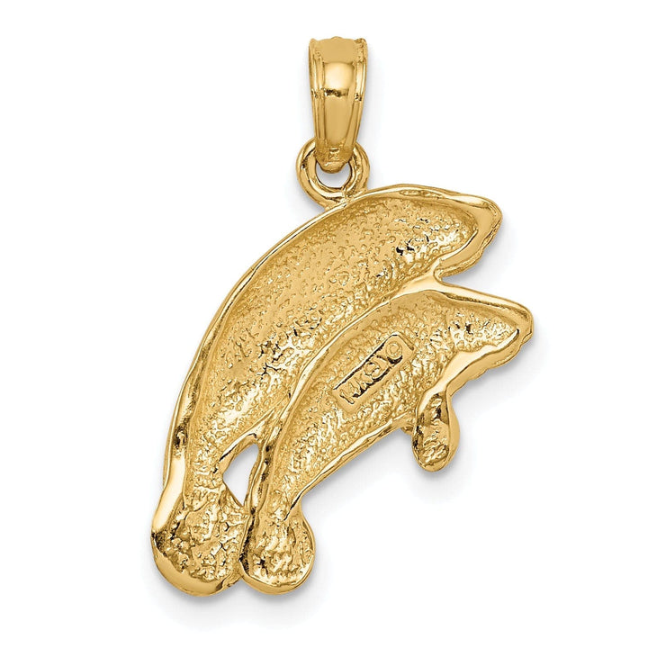 Lovely Rita's Pendants & Charms 14k Yellow Gold Solid Polished Finish Double Manatee Design Charm Pendant