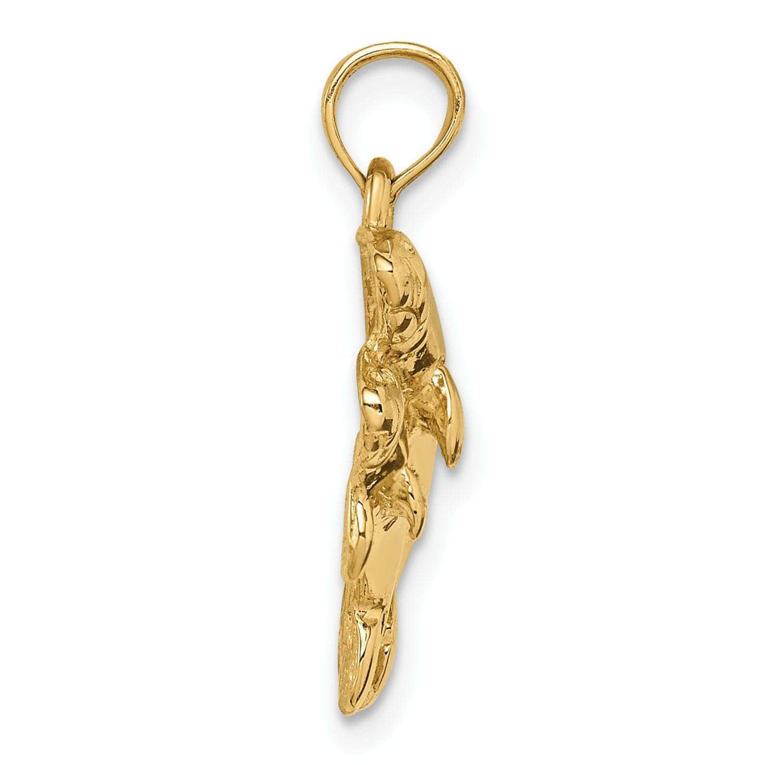 Lovely Rita's Pendants & Charms 14k Yellow Gold Solid Polished Finish Double Manatee Design Charm Pendant