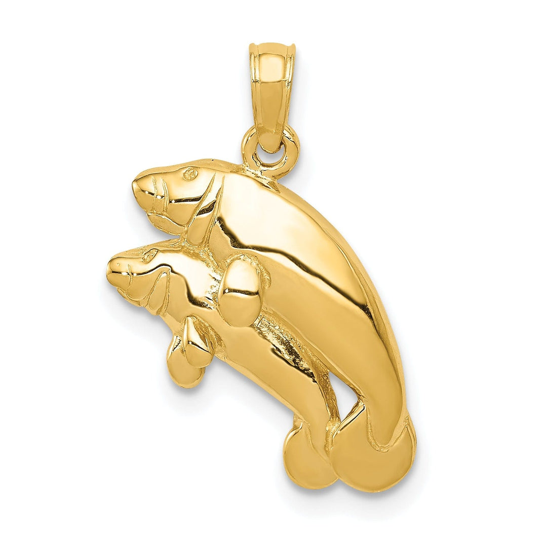 Lovely Rita's Pendants & Charms 14k Yellow Gold Solid Polished Finish Double Manatee Design Charm Pendant