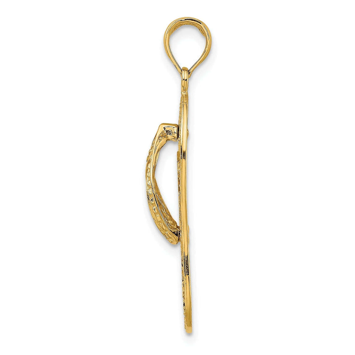 Lovely Rita's Pendants & Charms 14K Yellow Gold Solid Polished Finish Double Palm Tree in Flip Flop Sandle Design Charm Pendant