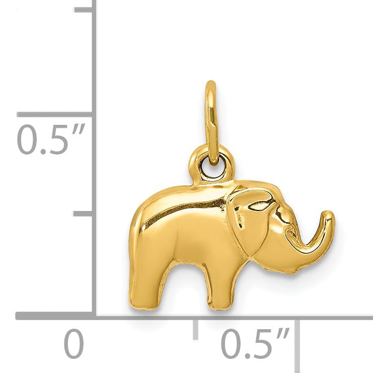 Lovely Rita's Pendants & Charms 14k Yellow Gold Solid Polished Finish Elephant Charm Pendant