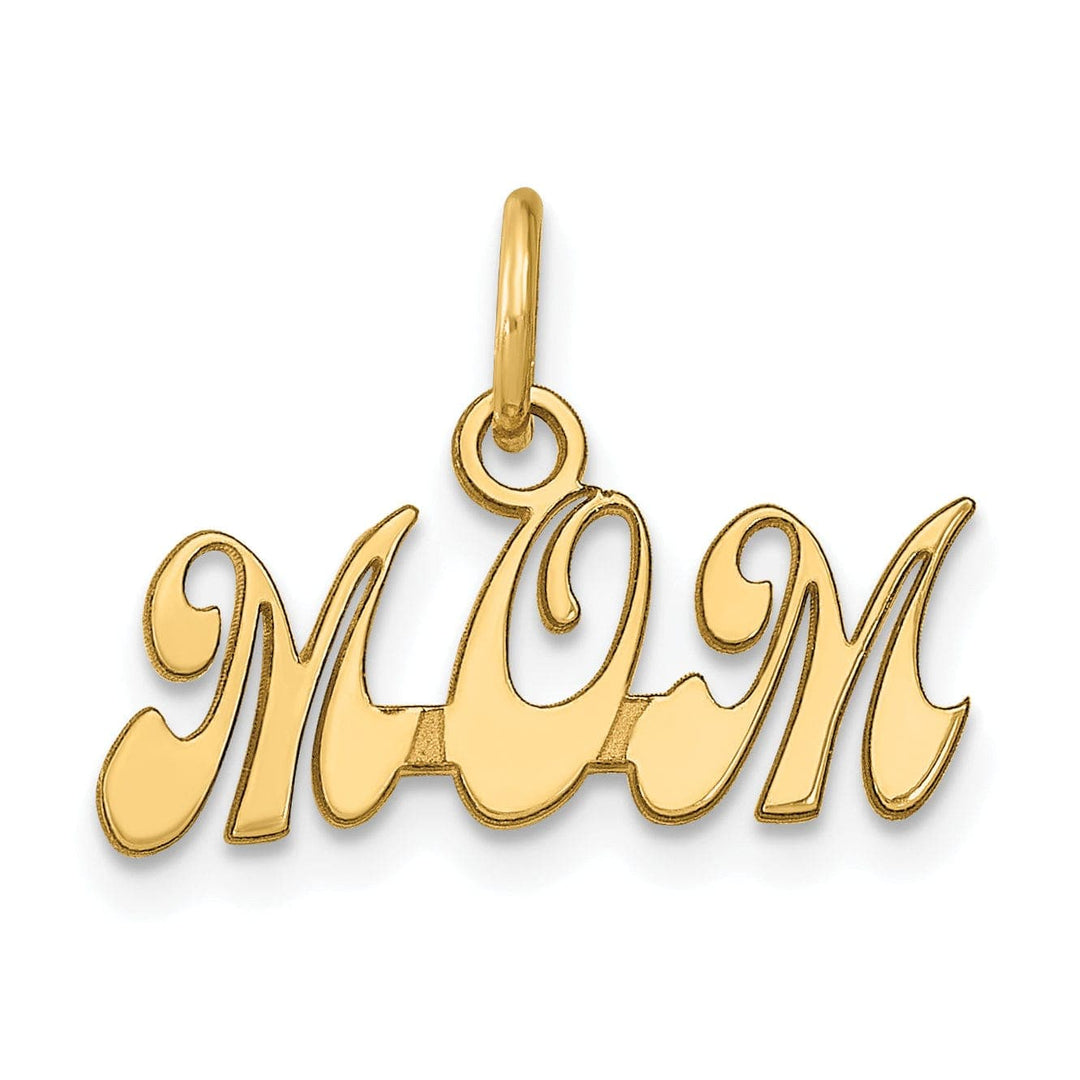 Lovely Rita's Pendants & Charms 14k Yellow Gold Solid Polished Finish Fancy Script MOM Charm Pendant