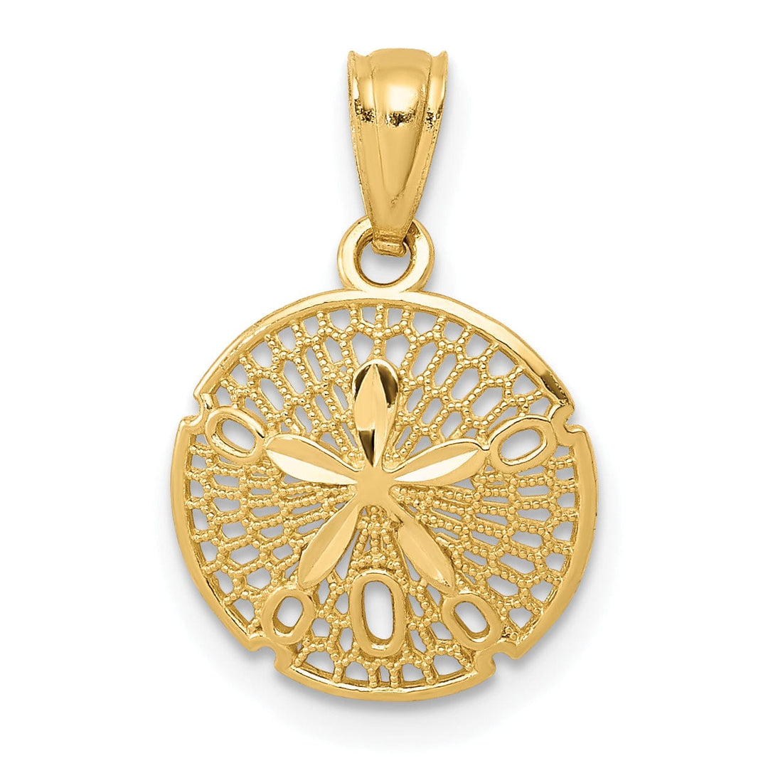 Lovely Rita's Pendants & Charms 14k Yellow Gold Solid Polished Finish Filigree Design Sea Sand Dollar Charm Pendant