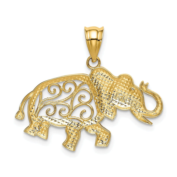Lovely Rita's Pendants & Charms 14k Yellow Gold Solid Polished Finish Filigree Elephant Charm Pendant