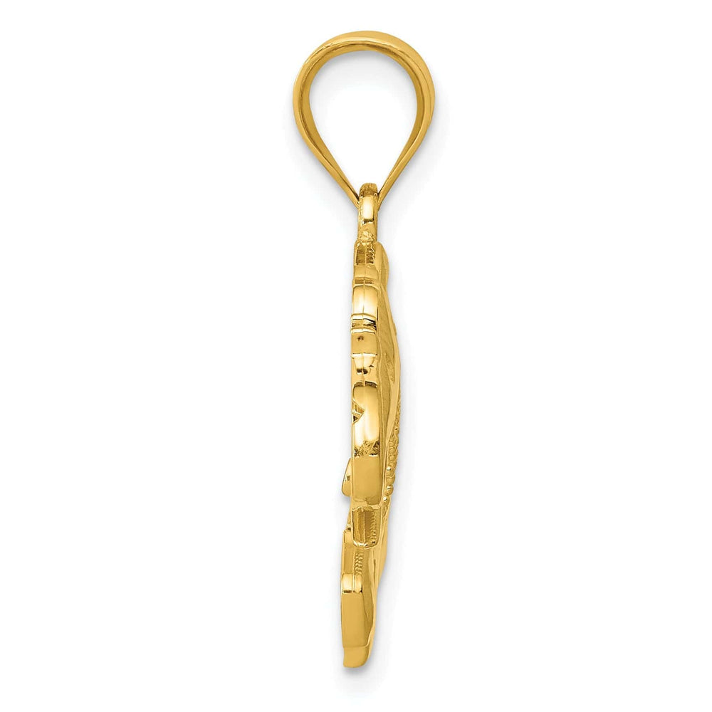 Lovely Rita's Pendants & Charms 14k Yellow Gold Solid Polished Finish Filigree Elephant Charm Pendant