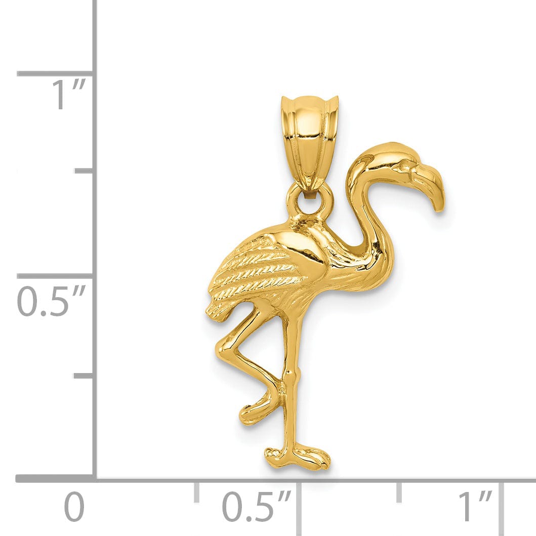 Lovely Rita's Pendants & Charms 14k Yellow Gold Solid Polished Finish Flamingo On one Leg Pendant