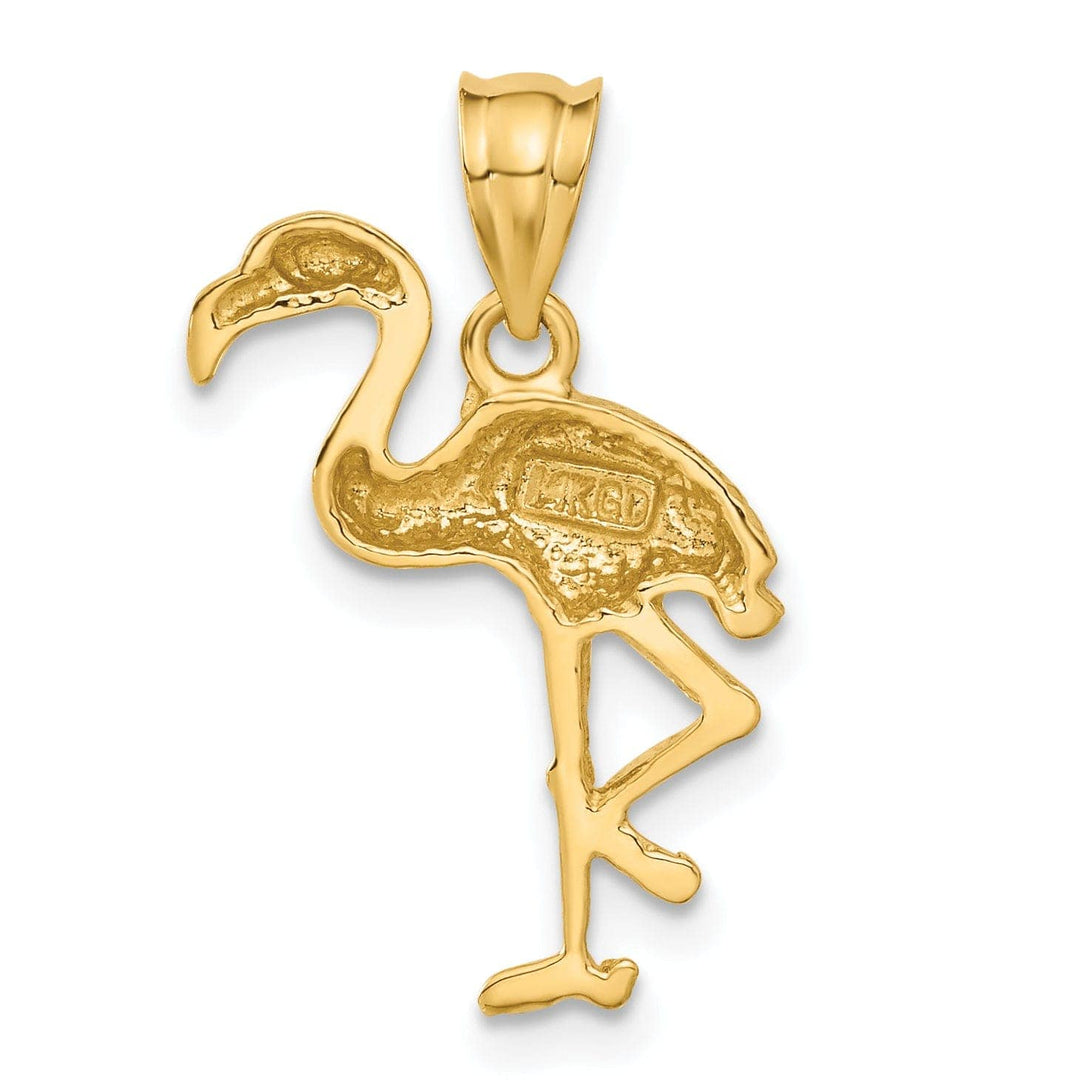 Lovely Rita's Pendants & Charms 14k Yellow Gold Solid Polished Finish Flamingo On one Leg Pendant
