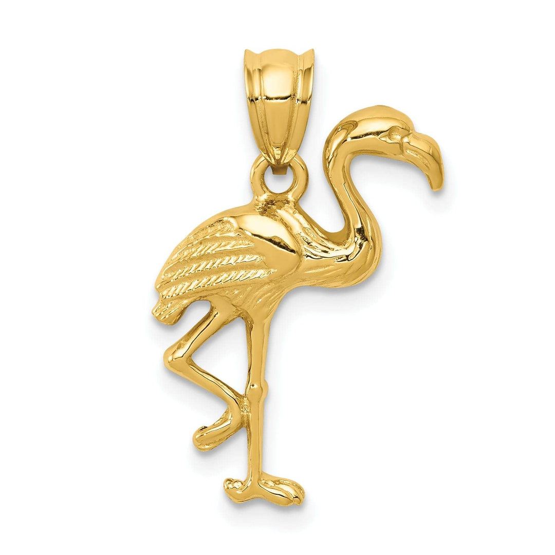 Lovely Rita's Pendants & Charms 14k Yellow Gold Solid Polished Finish Flamingo On one Leg Pendant