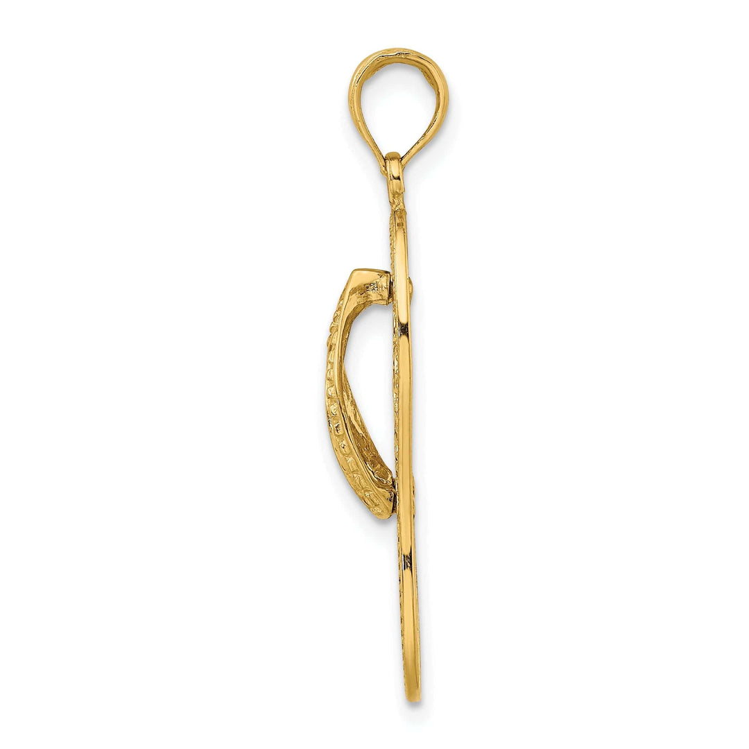 Lovely Rita's Pendants & Charms 14K Yellow Gold Solid Polished Finish Flat Back Multi Flower Cut Out Design Flip-Flop Sandle Charm Pendant