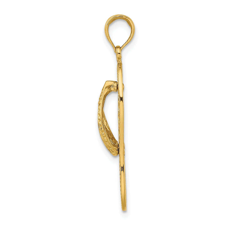 Lovely Rita's Pendants & Charms 14K Yellow Gold Solid Polished Finish Flat Back Multi Flower Cut Out Design Flip-Flop Sandle Charm Pendant