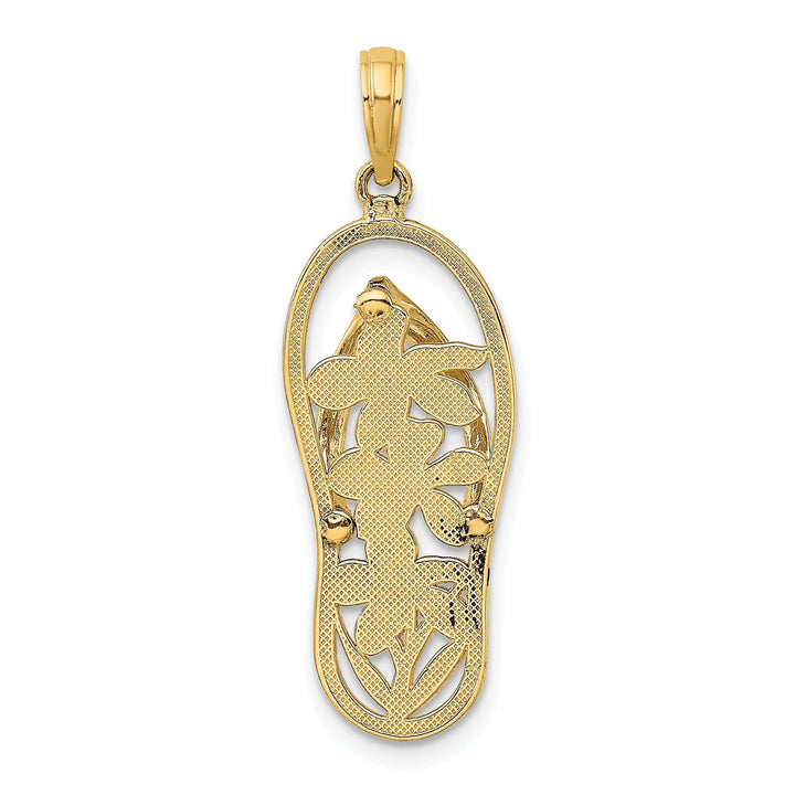 Lovely Rita's Pendants & Charms 14K Yellow Gold Solid Polished Finish Flat Back Multi Flower Cut Out Design Flip-Flop Sandle Charm Pendant