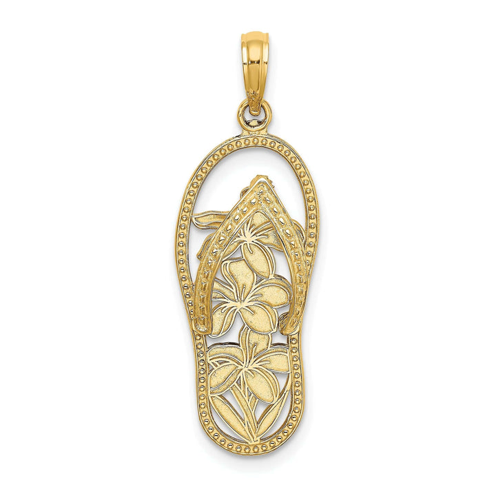 Lovely Rita's Pendants & Charms 14K Yellow Gold Solid Polished Finish Flat Back Multi Flower Cut Out Design Flip-Flop Sandle Charm Pendant