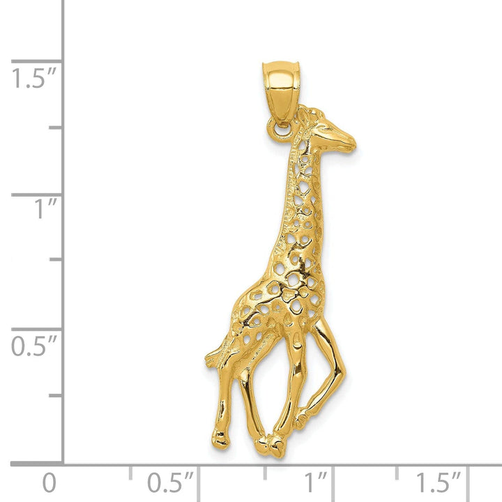 Lovely Rita's Pendants & Charms 14k Yellow Gold Solid Polished Finish Giraffe Cut Out Design Charm Pendant