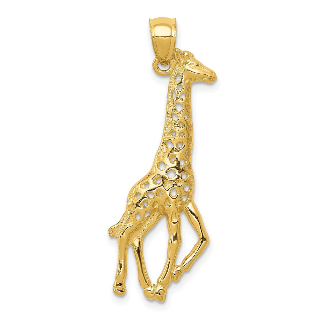 Lovely Rita's Pendants & Charms 14k Yellow Gold Solid Polished Finish Giraffe Cut Out Design Charm Pendant