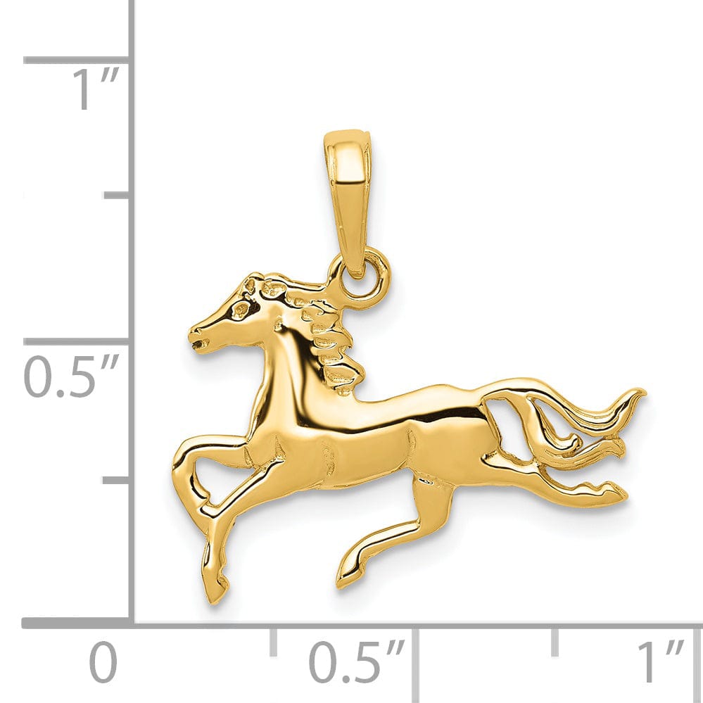Lovely Rita's Pendants & Charms 14k Yellow Gold Solid Polished Finish Horse Galloping Mens Charm Pendant