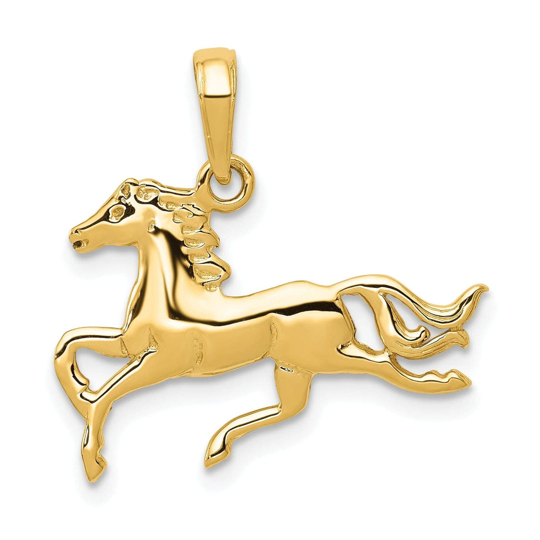 Lovely Rita's Pendants & Charms 14k Yellow Gold Solid Polished Finish Horse Galloping Mens Charm Pendant