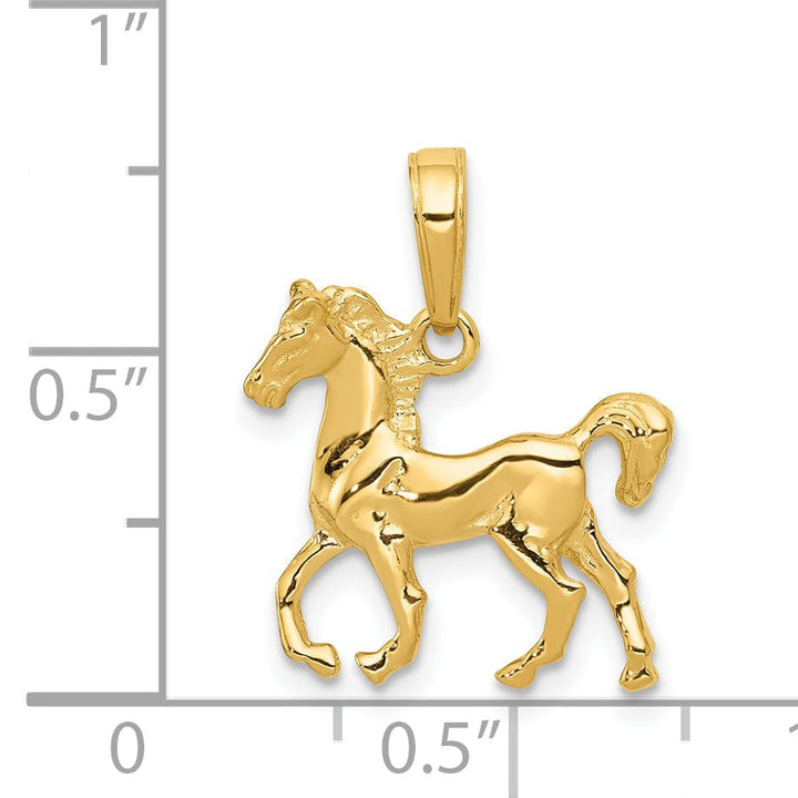 Lovely Rita's Pendants & Charms 14k Yellow Gold Solid Polished Finish Horse Standing Mens Charm Pendant