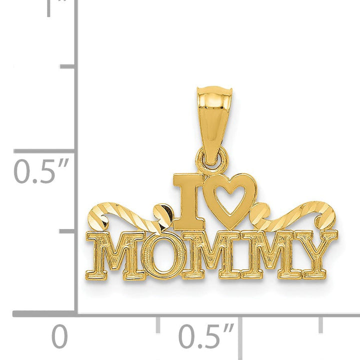Lovely Rita's Pendants & Charms 14k Yellow Gold Solid Polished Finish I Heart Mommy Design Pendant
