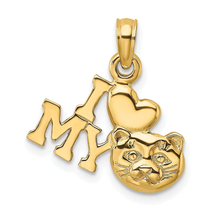 Lovely Rita's Pendants & Charms 14k Yellow Gold Solid Polished Finish I HEART MY CAT Talking Charm Pendant