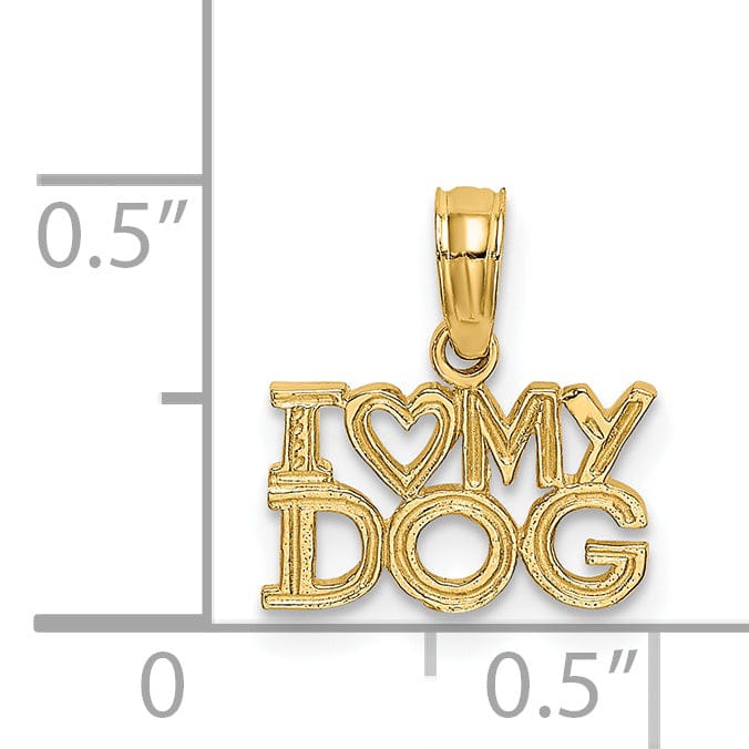 Lovely Rita's Pendants & Charms 14k Yellow Gold Solid Polished Finish I HEART MY DOGS Charm Pendant