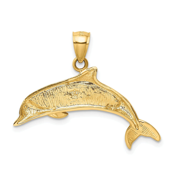 Lovely Rita's Pendants & Charms 14K Yellow Gold Solid Polished Finish Lab Created Opal Design Dolphin Charm Pendant
