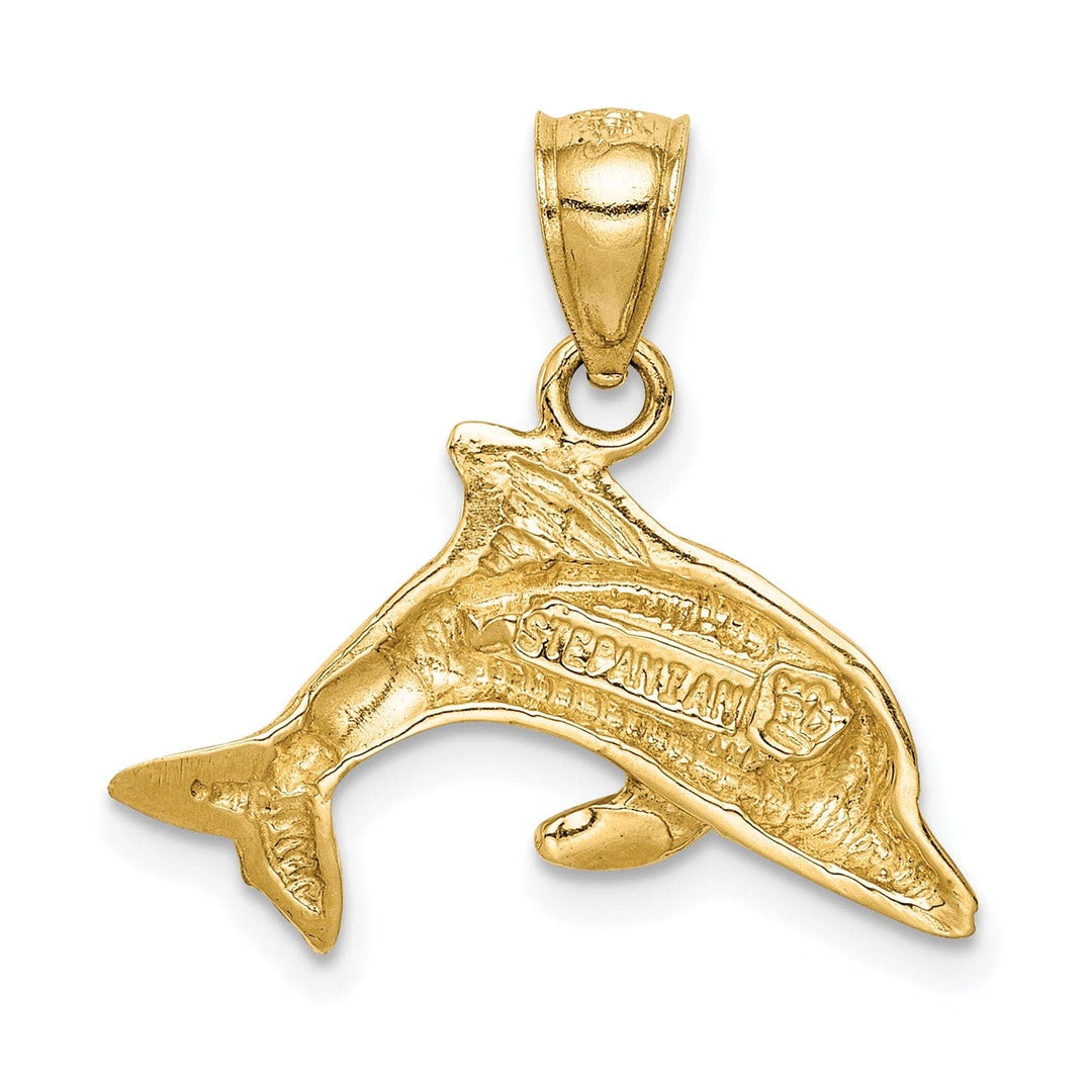 Lovely Rita's Pendants & Charms 14K Yellow Gold Solid Polished Finish Lab Created Opal Dolphin Charm Pendant