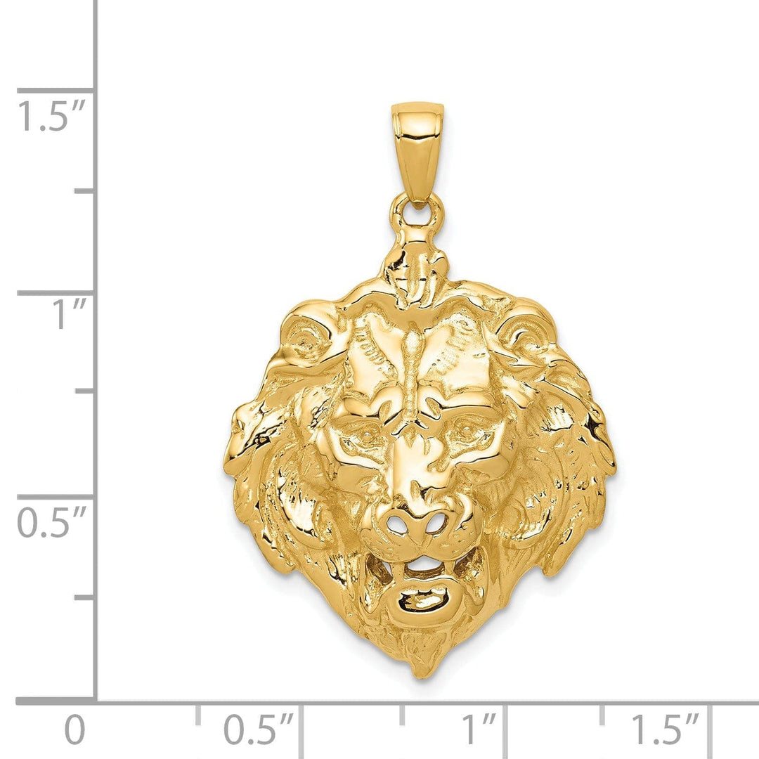 Lovely Rita's Pendants & Charms 14k Yellow Gold Solid Polished Finish Lion Head Design Charm Pendant