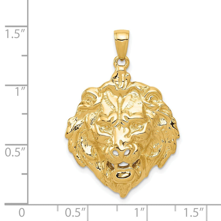 Lovely Rita's Pendants & Charms 14k Yellow Gold Solid Polished Finish Lion Head Design Charm Pendant