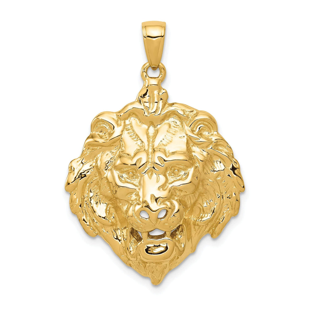 Lovely Rita's Pendants & Charms 14k Yellow Gold Solid Polished Finish Lion Head Design Charm Pendant