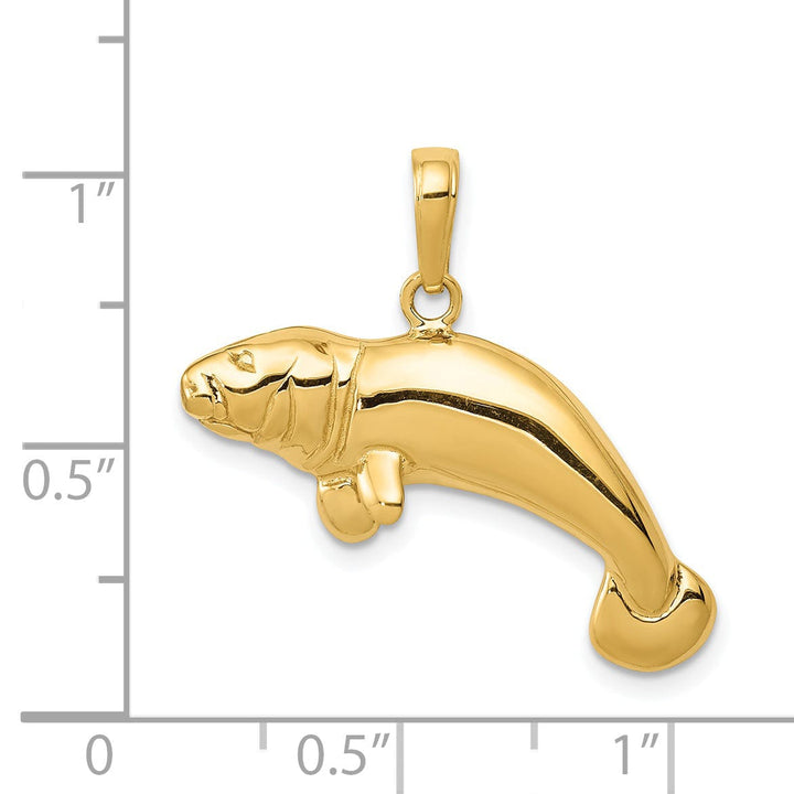 Lovely Rita's Pendants & Charms 14k Yellow Gold Solid Polished Finish Manatee Charm Pendant