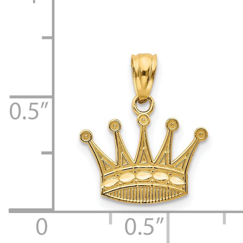 Lovely Rita's Pendants & Charms 14k Yellow Gold Solid Polished Finish Mens Crown Design Charm Pendant