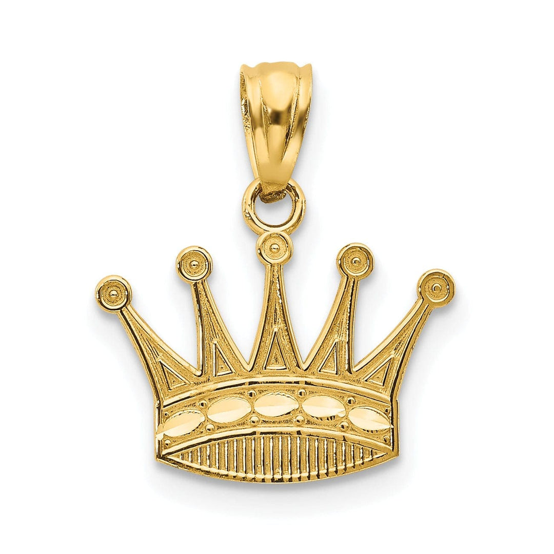 Lovely Rita's Pendants & Charms 14k Yellow Gold Solid Polished Finish Mens Crown Design Charm Pendant