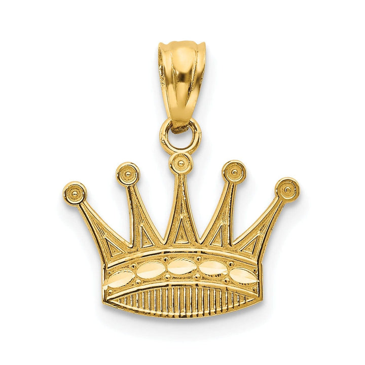 Lovely Rita's Pendants & Charms 14k Yellow Gold Solid Polished Finish Mens Crown Design Charm Pendant