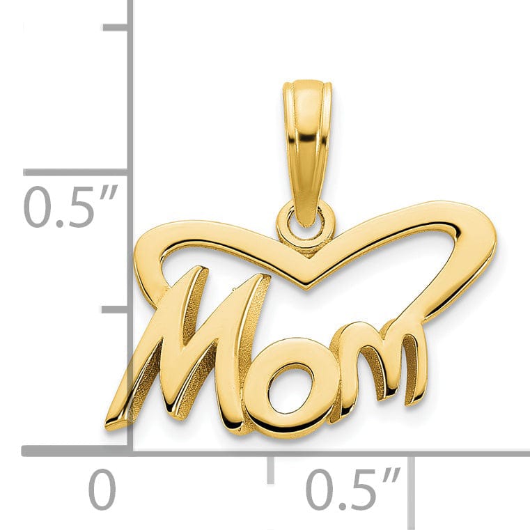 Lovely Rita's Pendants & Charms 14k Yellow Gold Solid Polished Finish MOM Heart Shape Design Charm Pendant