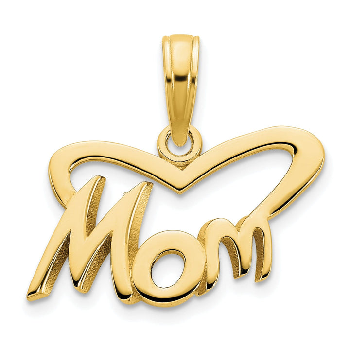 Lovely Rita's Pendants & Charms 14k Yellow Gold Solid Polished Finish MOM Heart Shape Design Charm Pendant