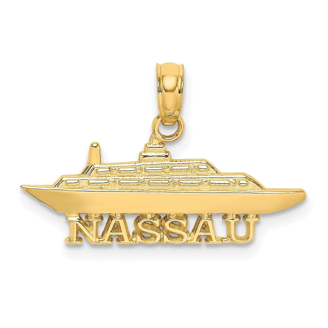 Lovely Rita's Pendants & Charms 14k Yellow Gold Solid Polished Finish NASSAU Under Cruise Ship Charm Pendant