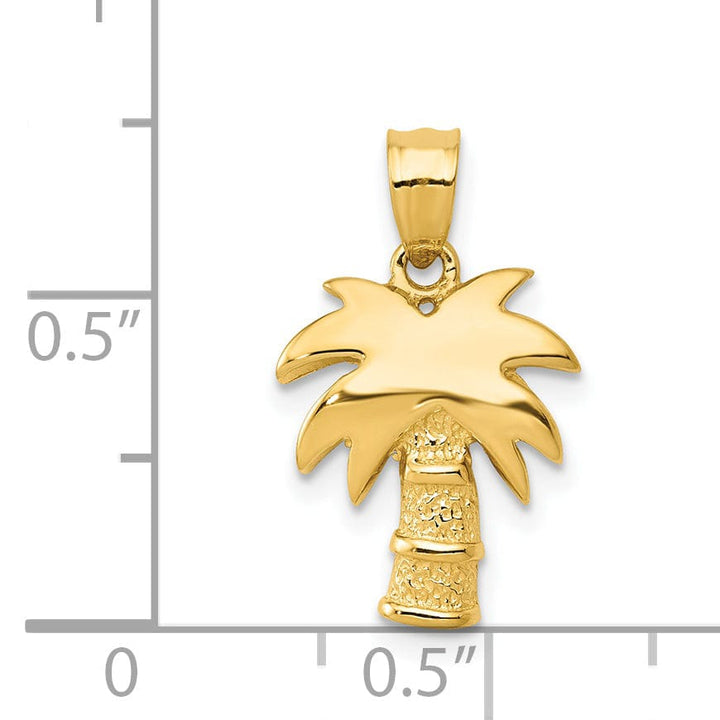 Lovely Rita's Pendants & Charms 14k Yellow Gold Solid Polished Finish Open Back Palm Tree Charm Pendant