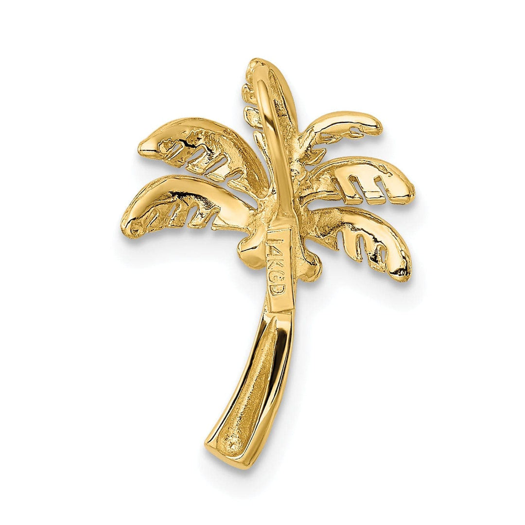 Lovely Rita's Pendants & Charms 14k Yellow Gold Solid Polished Finish Open Back Palm Tree Slide Pendant Will Not Fit Omega