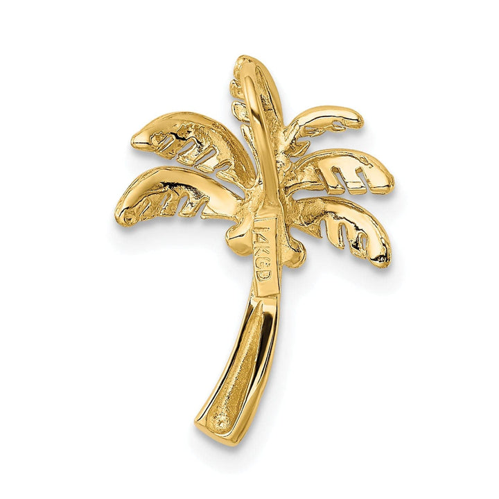 Lovely Rita's Pendants & Charms 14k Yellow Gold Solid Polished Finish Open Back Palm Tree Slide Pendant Will Not Fit Omega