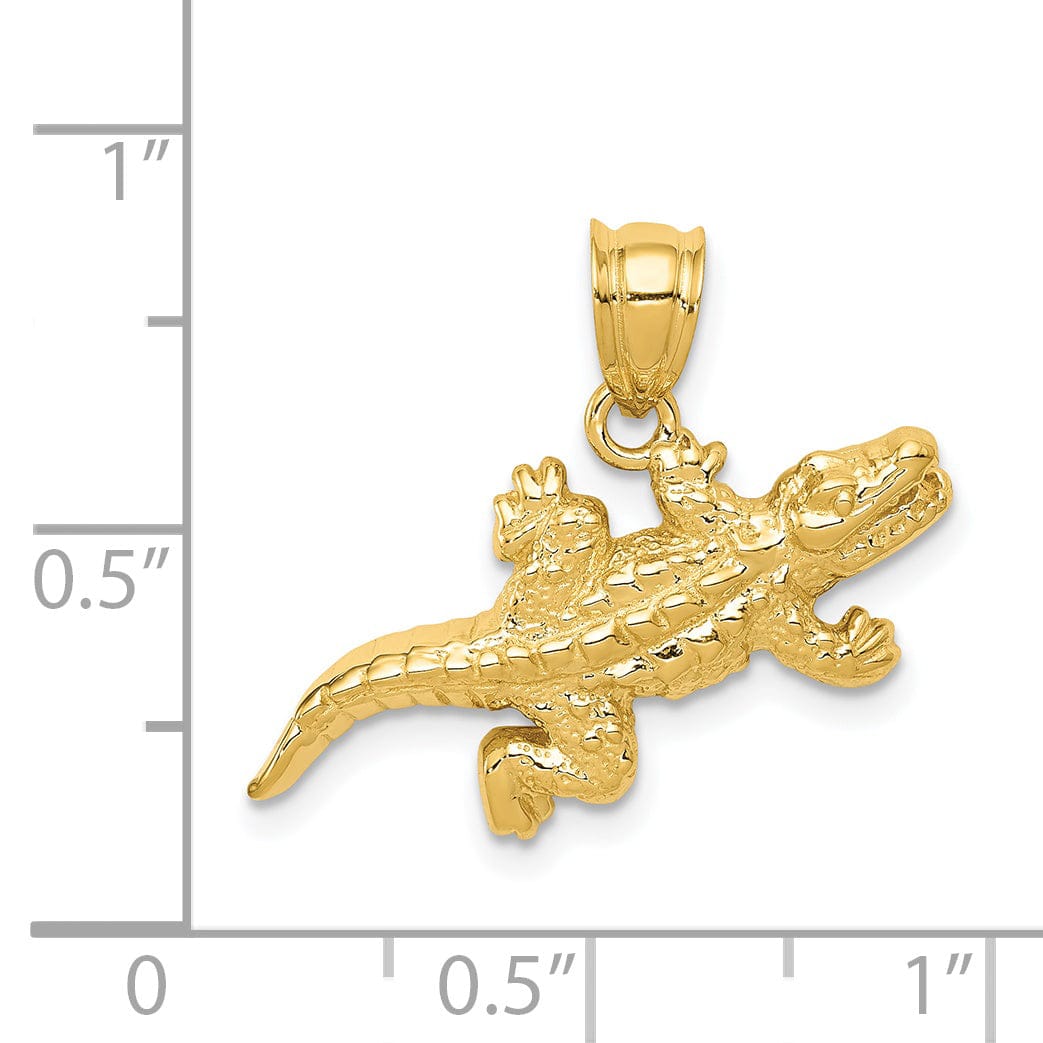 Lovely Rita's Pendants & Charms 14k Yellow Gold Solid Polished Finish Open-Backed Crocodile Charm Pendant